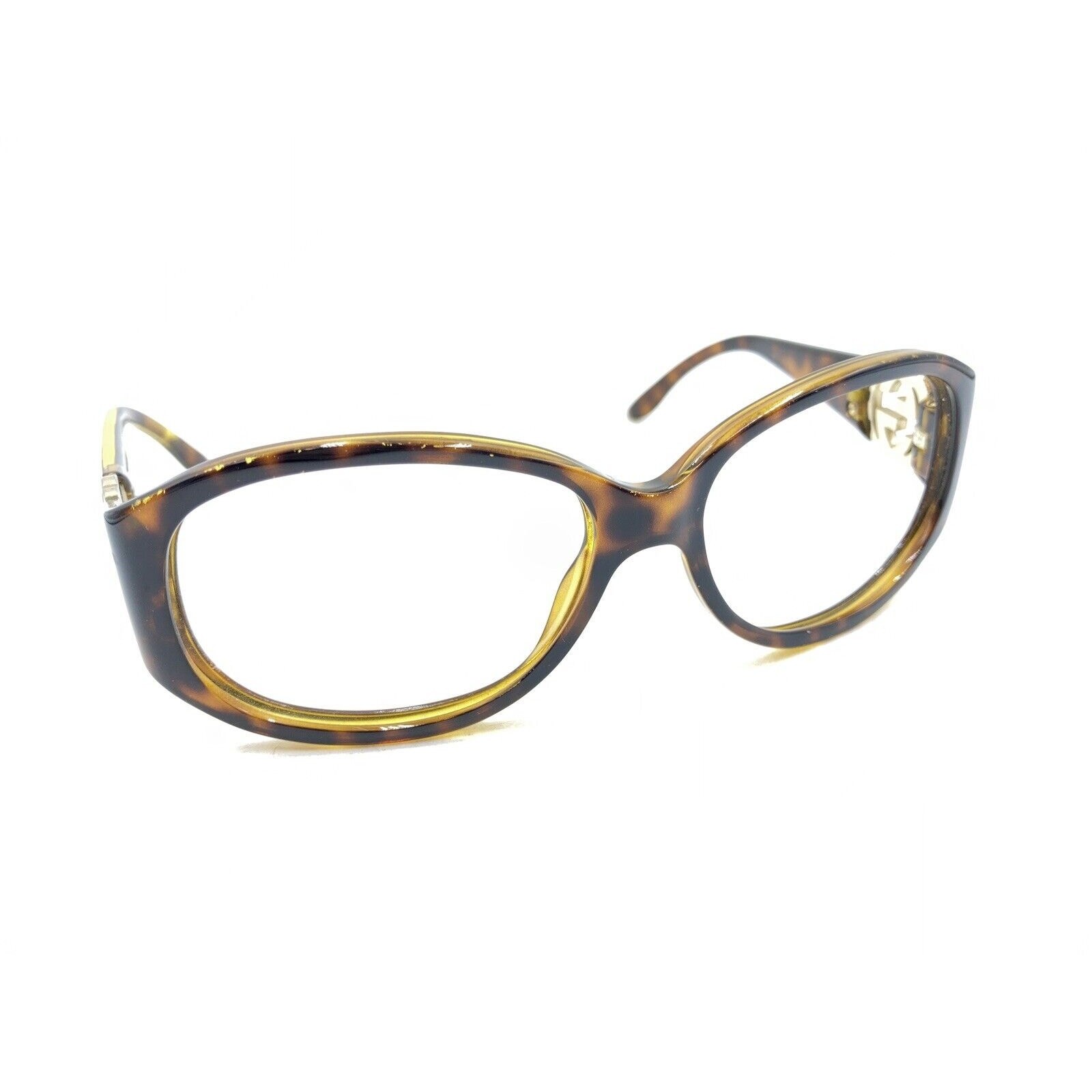 Gucci GG Tortoise Brown Gold Oval Sunglasses Frames 130 Italy Designer Women