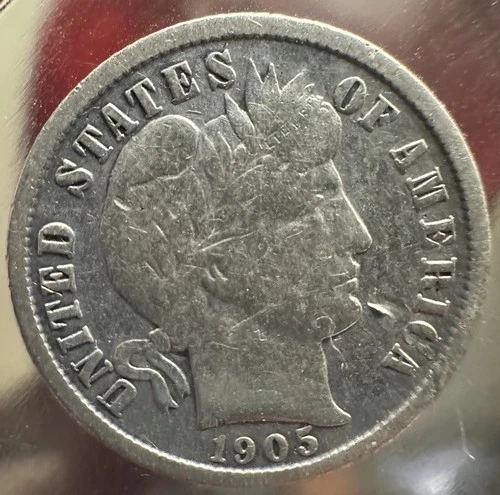 1905 Philadelphia Mint Barber Dime 10C 90% Silver F-VF