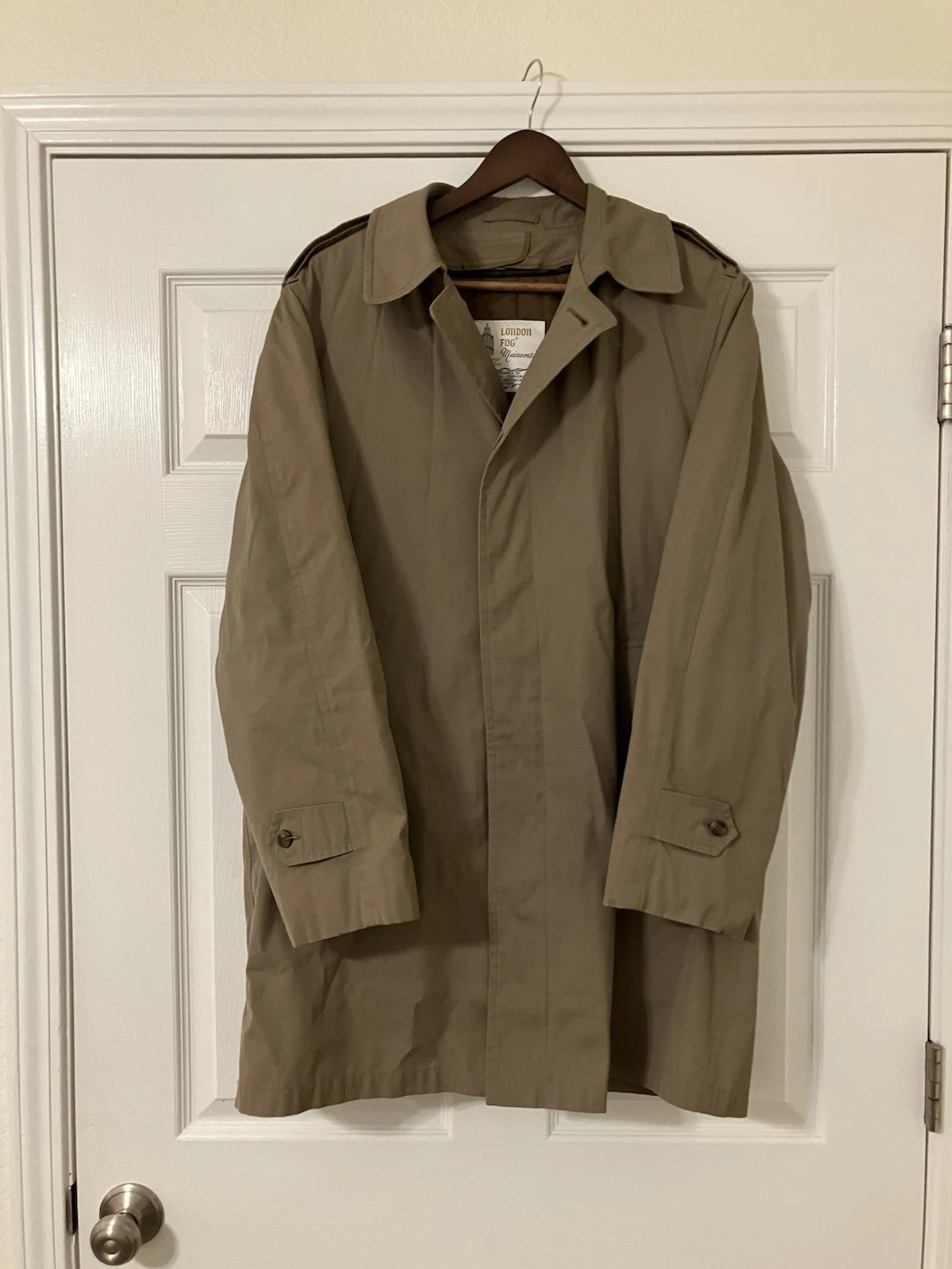Vintage London Fog Maincoat Trench Coat Beige Men’s 40R Zip Lining image 1