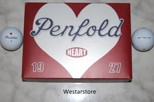 NEW  PENFOLD HEART  1 DOZEN White GOLF BALLS  UNITED KINGDOM  FREE 2 Dozen TEES