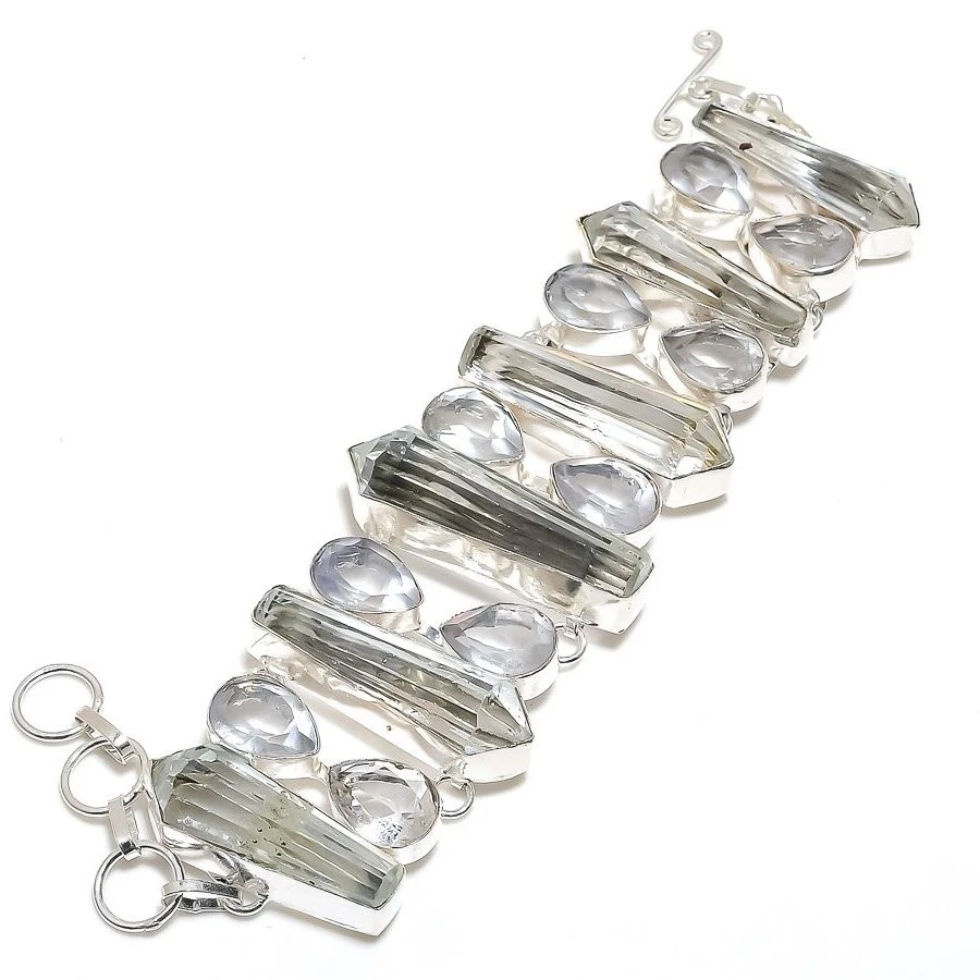 Weißer Topas Edelstein Armband Handarbeit Geburtstagsgeschenk verstellbar Ket... - Bild 3 von 4