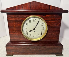 Antique Seth Thomas Rosewood Adamantine Wood Grain 8-Day Mantel Clock-Runs Great