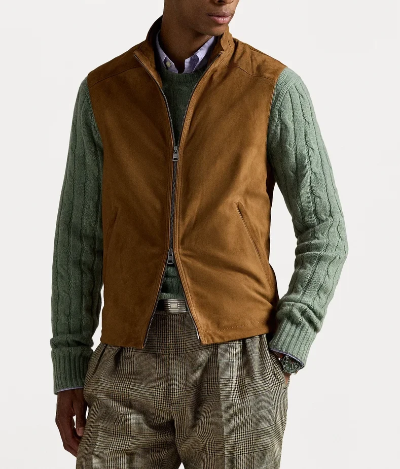 Brown Suede Leather Vest for Men Size XS S M L XL XXL 3XL Customize