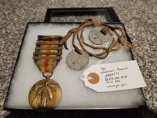 US WWI DOG TAGS VICTORY MEDAL 91ST DIVISION