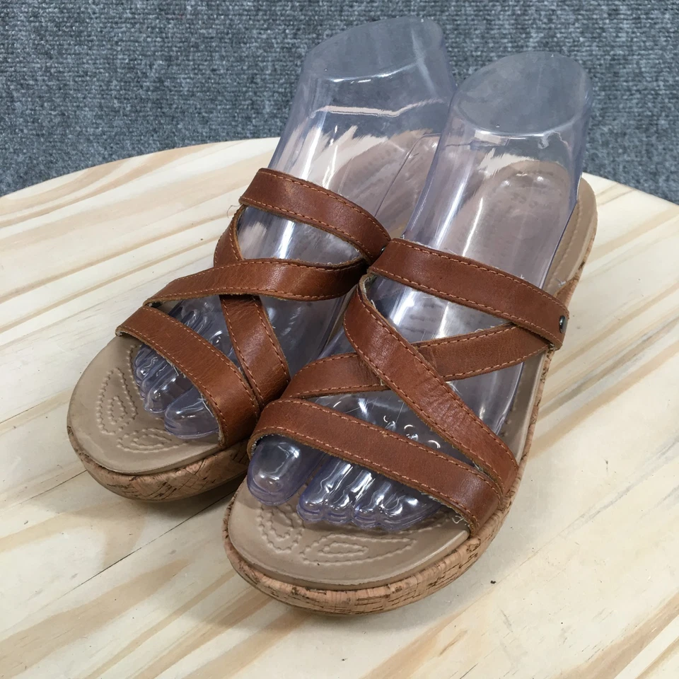 Босоножки Crocs женские 8 Leigh повседневные без шнуровки пробковые на танкетке шлепанцы коричневая кожа - Изображение 3 из 4