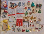 Vintage Mod New Mixed Lot 35+ Pcs Christmas Winter Costume Jewelry & Ornaments