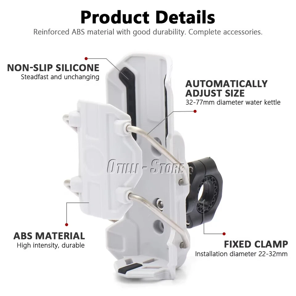 Motorcycle Cup Holder  Water Bottle Rack For 32-77mm  Bottles For 22-32mm Rod - image 3 of 4