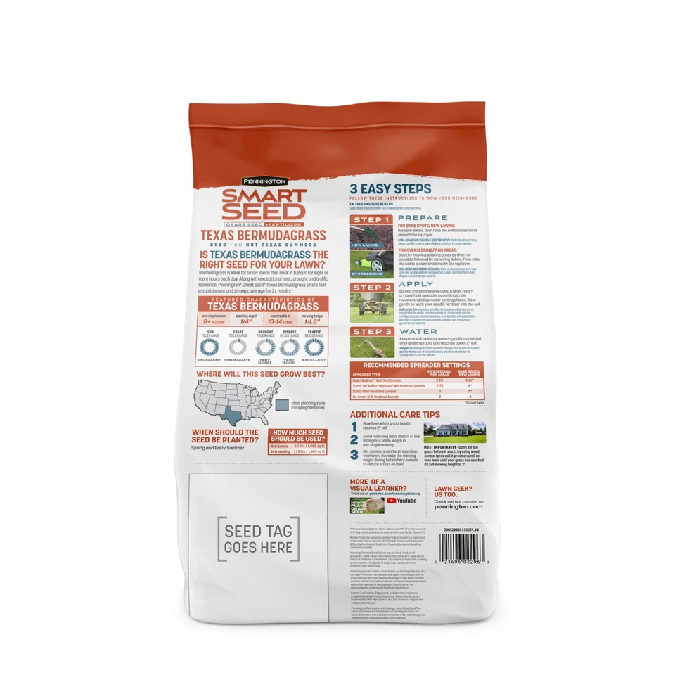 Mezcla de semillas de hierba Pennington Smart Seed Texas Bermudagrass, para pleno sol, 8,75 lb. Foto 4 de 4