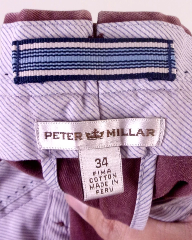 Usado en Excelente Condición Peter Millar SUAVE Pima Algodón Granate Caqui Chino Vestido Pantalones Talla 34 Foto 4 de 4