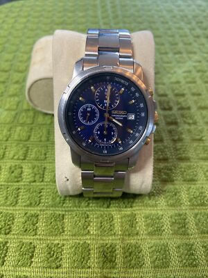 Men's CHRONOGRAPH Watch SEIKO 7T92-0BF0. Navy Dial