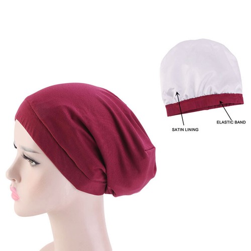 Women Muslim Stretch Turban Hat Chemo Cap Hair Loss Head Cover Indian Beanie Cap - Picture 31 of 44