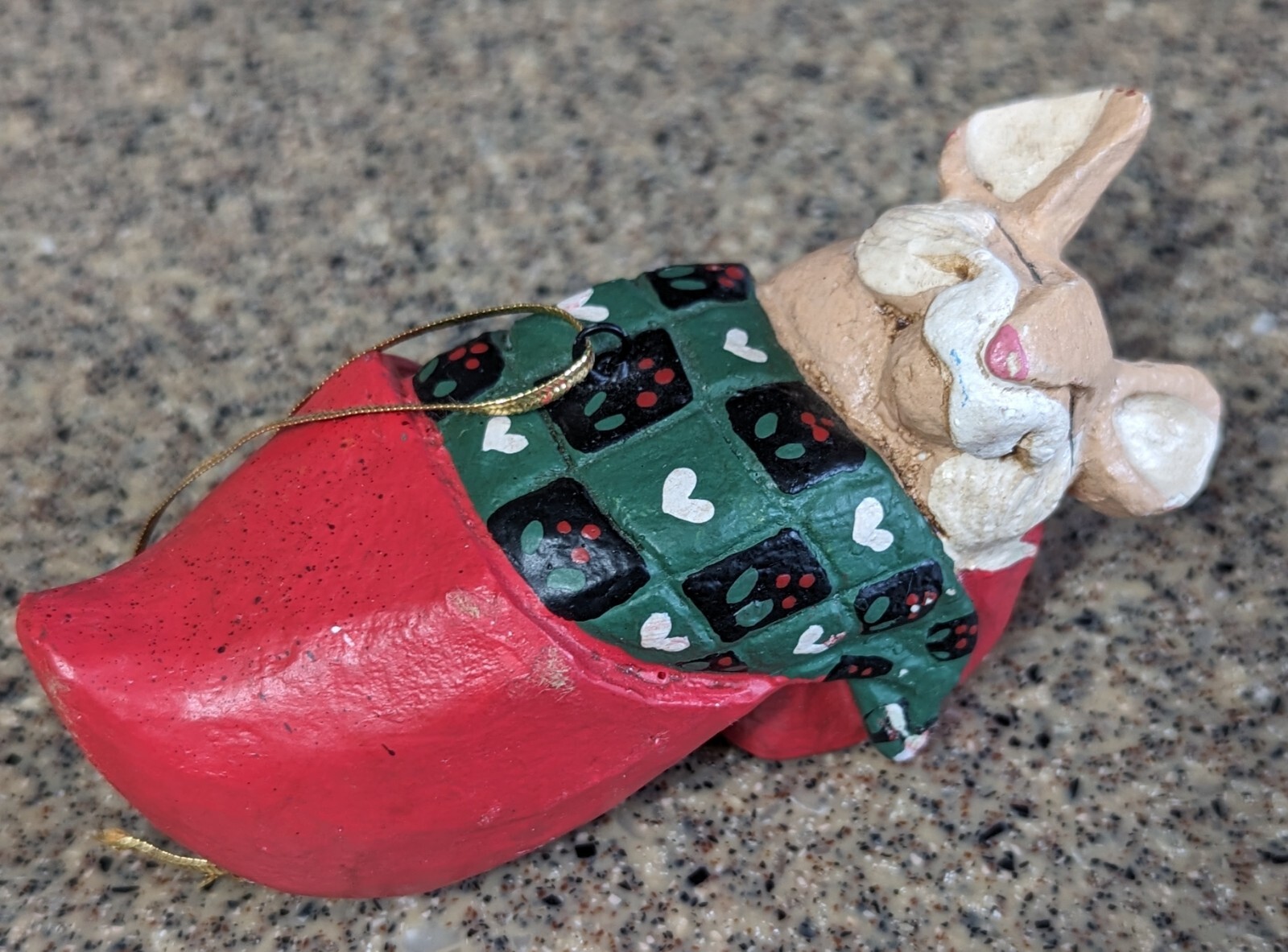 Vintage House of Hatten HOH Mouse Sleeping in Shoe Folk Ornament-image