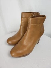 Nine West Tan Leather 3' Heel Booties Sz 11M