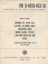 TM9-4910-453-10 Grinding Kit Albertson Model 1712-M Repair Maintenance Operators