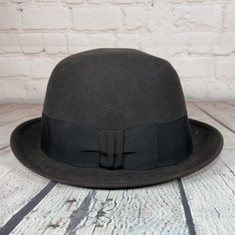 Vintage Royal Stetson Fedora Felt Driving Hat Mens Size 7 1/8 Brown Gangster 60s - Image 2 of 4