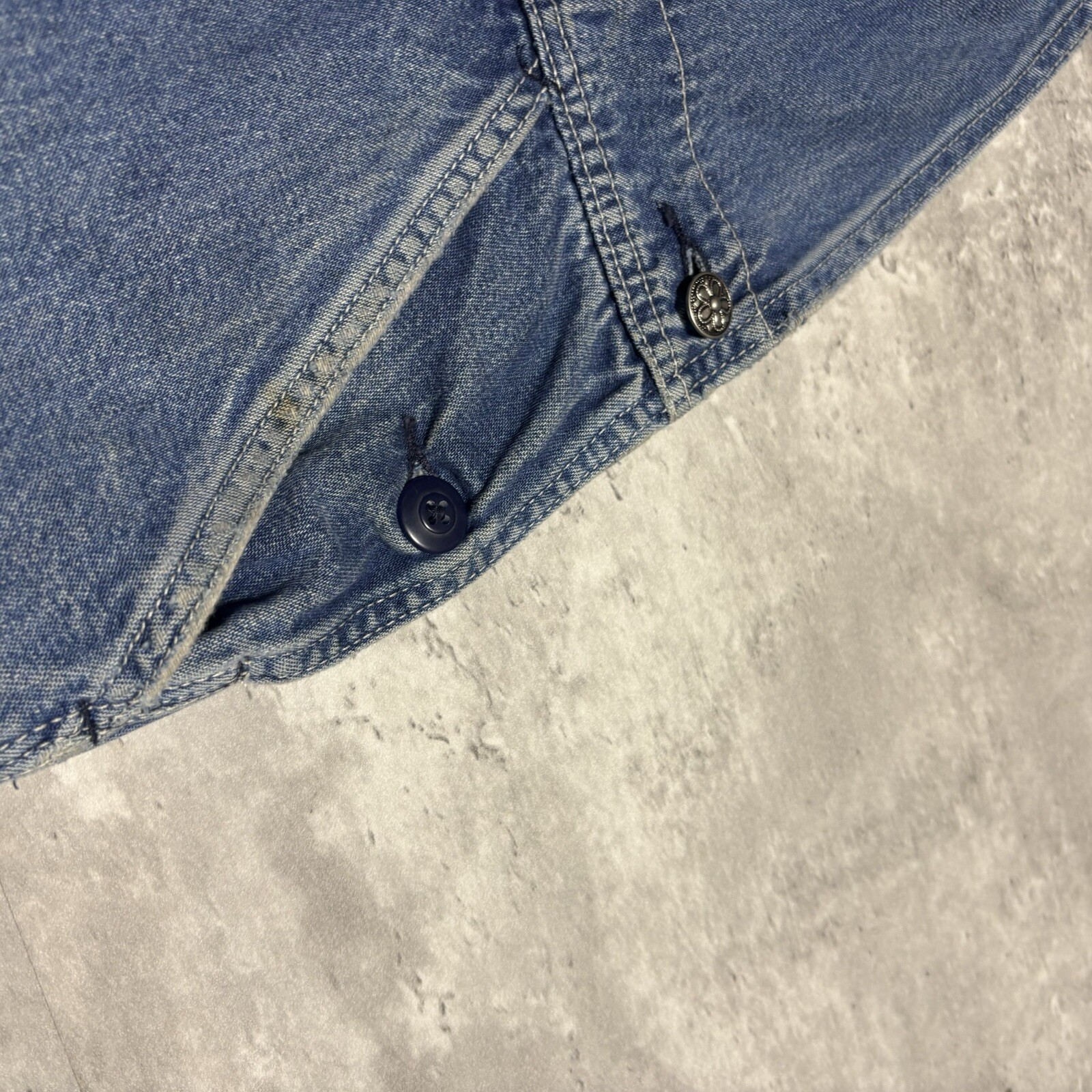 KEY Overalls Men's 38 Blue Shorts Denim Distressed Workwear Custom FLAWS*