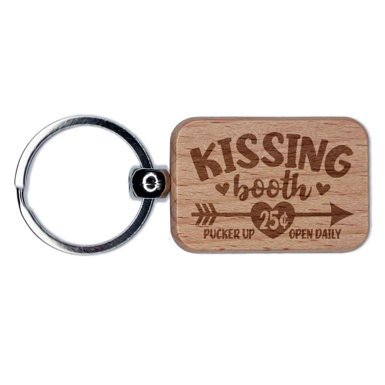 Valentines Day Engraved Wood Keychain Charm for the Kissing Booth