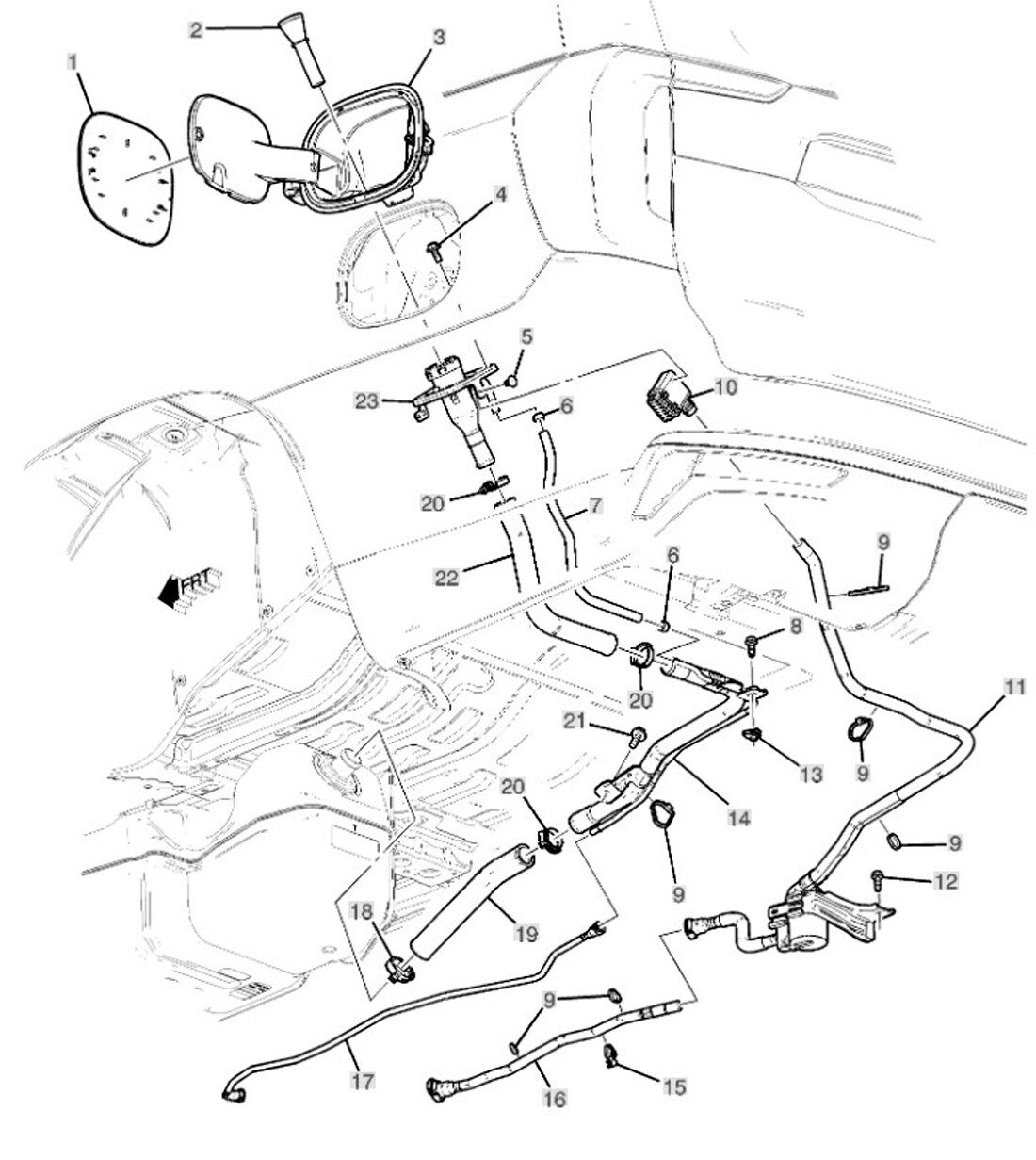 85117972 Fuel Tank Filler Hose with Emission Vent Solenoid Escalade Tahoe Yukon