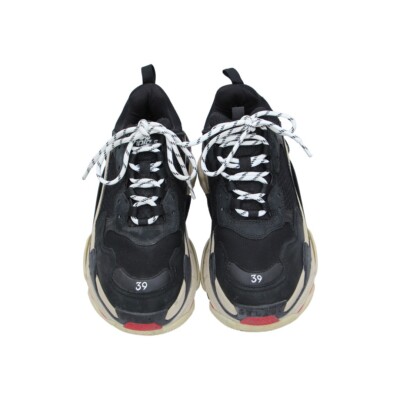 Balenciaga Women's Black Mesh and Nubuck Leather Triple S