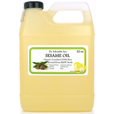 32 oz Premium UNREFINED Sesame Oil from RAW Seeds Pure Organic Cold Pressed Best