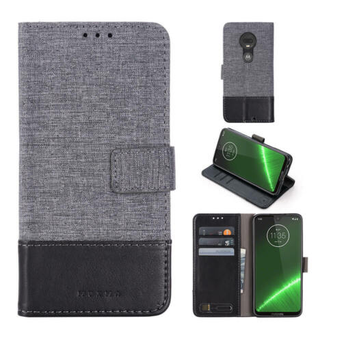 Muxma For MOTO G4 G5 G5S Plus G7 canvas+pu leather Flip wallet case cover - Bild 1 von 14