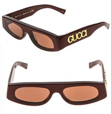 GUCCI GG1771S Burgundy Narrow Angular 1771 GG Logo Runway Fashion Sunglasses 003
