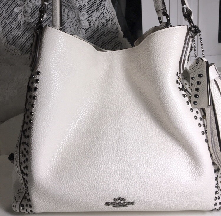 GENUINE White leather Metal Studded Coach Purse | eBay
