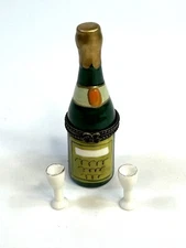 Porcelain Hinged Trinket Box Champagne Bottle Celebration Congratulations Gift