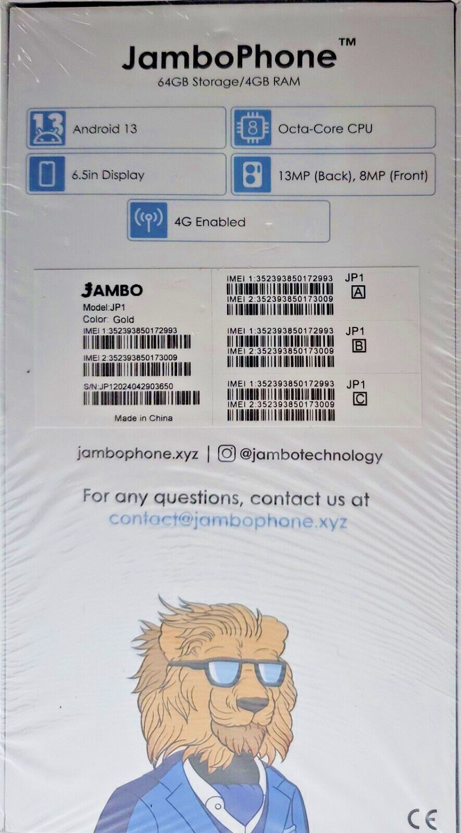 Jambo JP1 Android Smartphone Gold 6.5