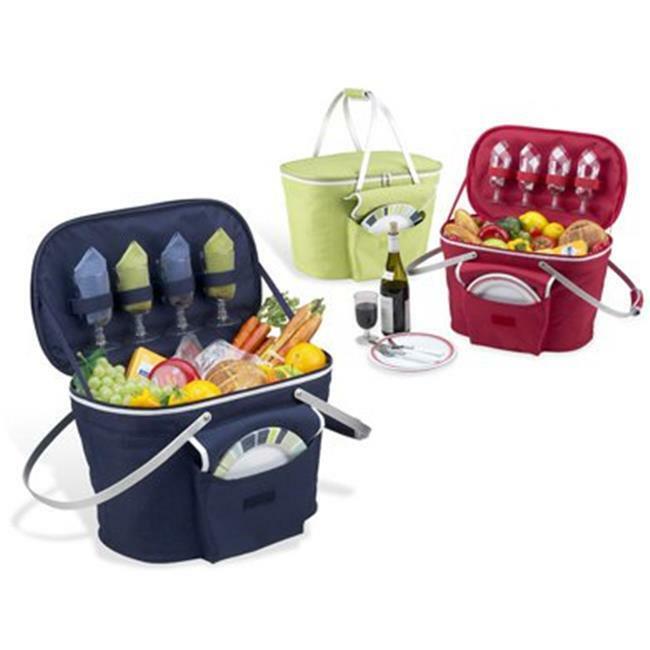 Picnic at Ascot 401-B Collapsible Insulated Picnic Basket in Navy Wyprzedaż, tanio
