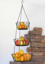 Hängekorb XXL Hänge Etagere Obstkorb Küchenampel mit 3 Etagen in SCHWARZ   16112