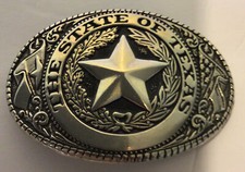 The State Of Texas Belt Buckle, Pewter, Pre-Owned