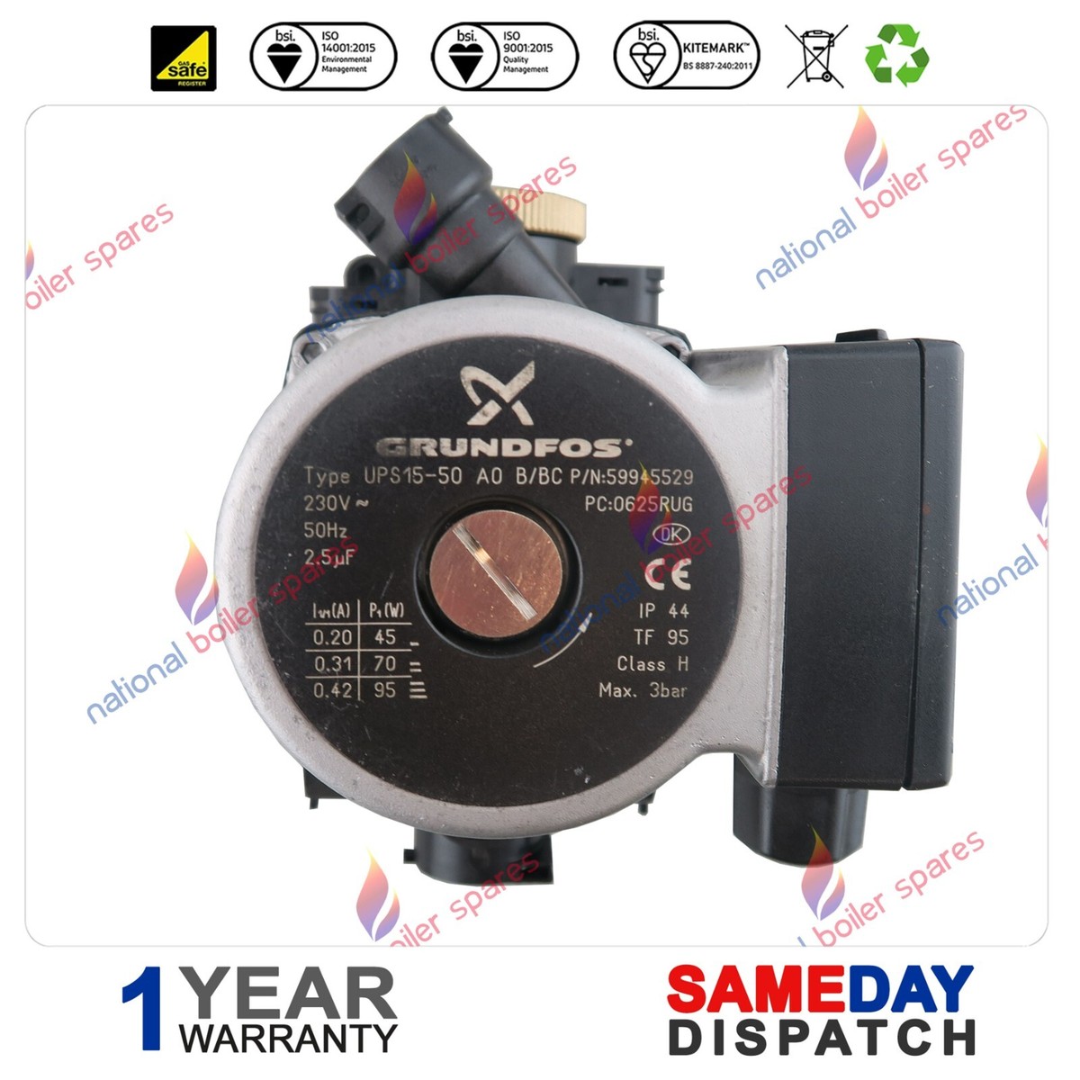 Vokera Compact 24 28 28SE Boiler Pump Assembly 20106868 UK