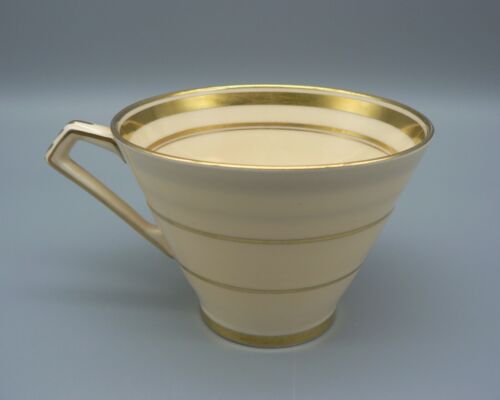 PARAGON ART DECO TEA TRIO CREAM GOLD MODERN SHAPE FINE BONE CHINA 766514 5629/3 - Picture 13 of 16