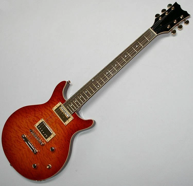 E-Gitarre WELLER Double Cut Quilted Maple Humbucker Grover Mahagoni G123 - Bild 2 von 4