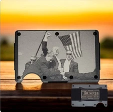 Engraved In USA, "Trump Legend," Slim Wallet, RFID Blocking Aluminum, MAGA Gift