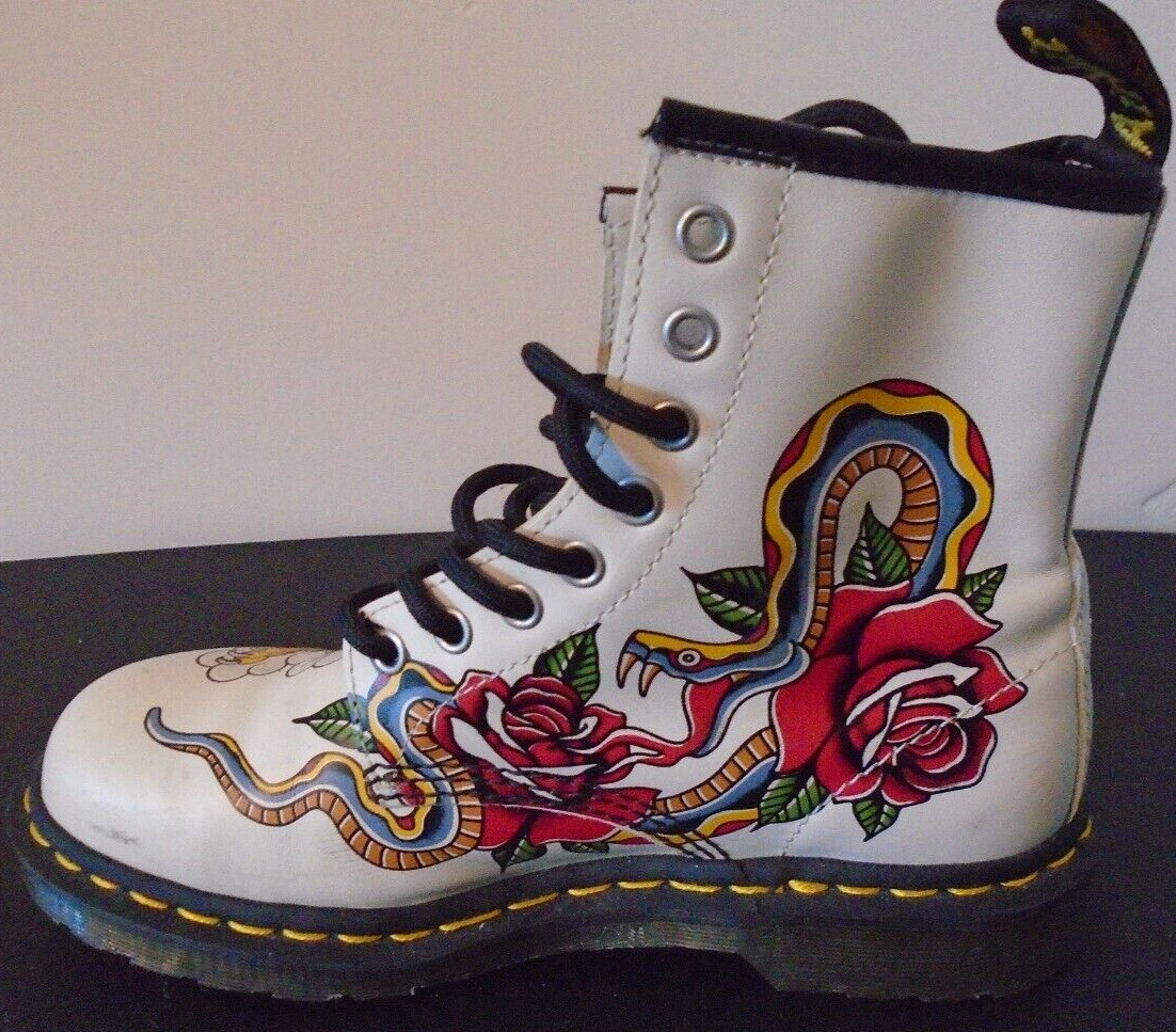 Doc Martens Grez 1460 Backhand Tattoo White Leather Size: US 6M 7L- UK5 -EU38 image 2