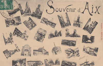 AIX-EN-PROVENCE stamped multi view souvenir