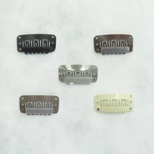 20pcs Korean Snap Metal Clips Hair Extension Weft Toupee Wig 32mm Black Brown #2