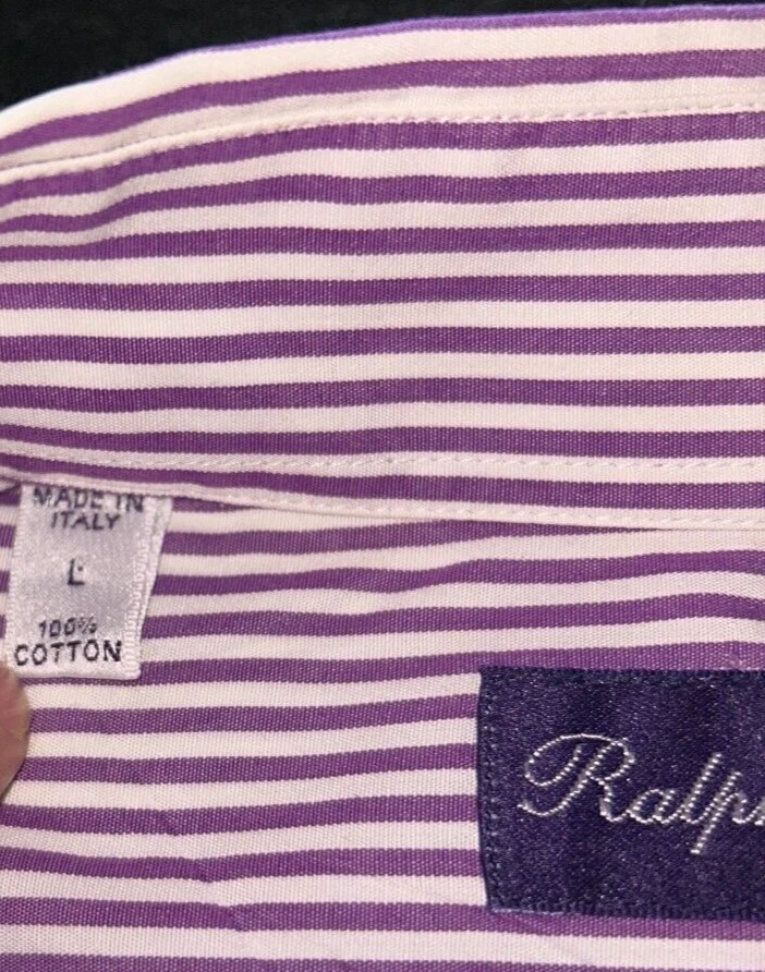 Camisa Ralph Lauren Etiqueta Púrpura Para Hombre Grande Blanca/Púrpura Stipe Foto 4 de 4