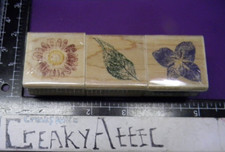 FLOWER TOPS VIOLET LEAF SUNFLOWER 3 RUBBER STAMPS INKADINKADO CREAKYATTIC