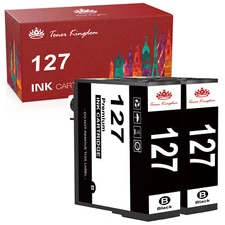 2PK Black Ink Cartridges With Epson 127 WorkForce 545 60 630 633 635 645 840