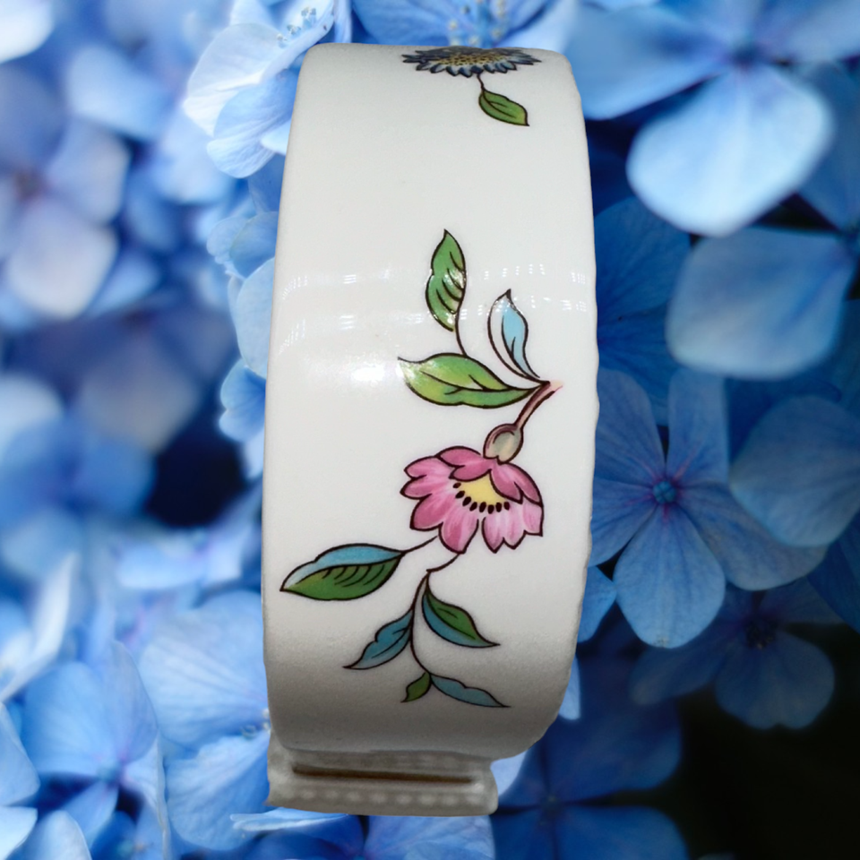 Aynsley Pembroke Mantle Desk Clock Bone China Floral Birds Gold Trim