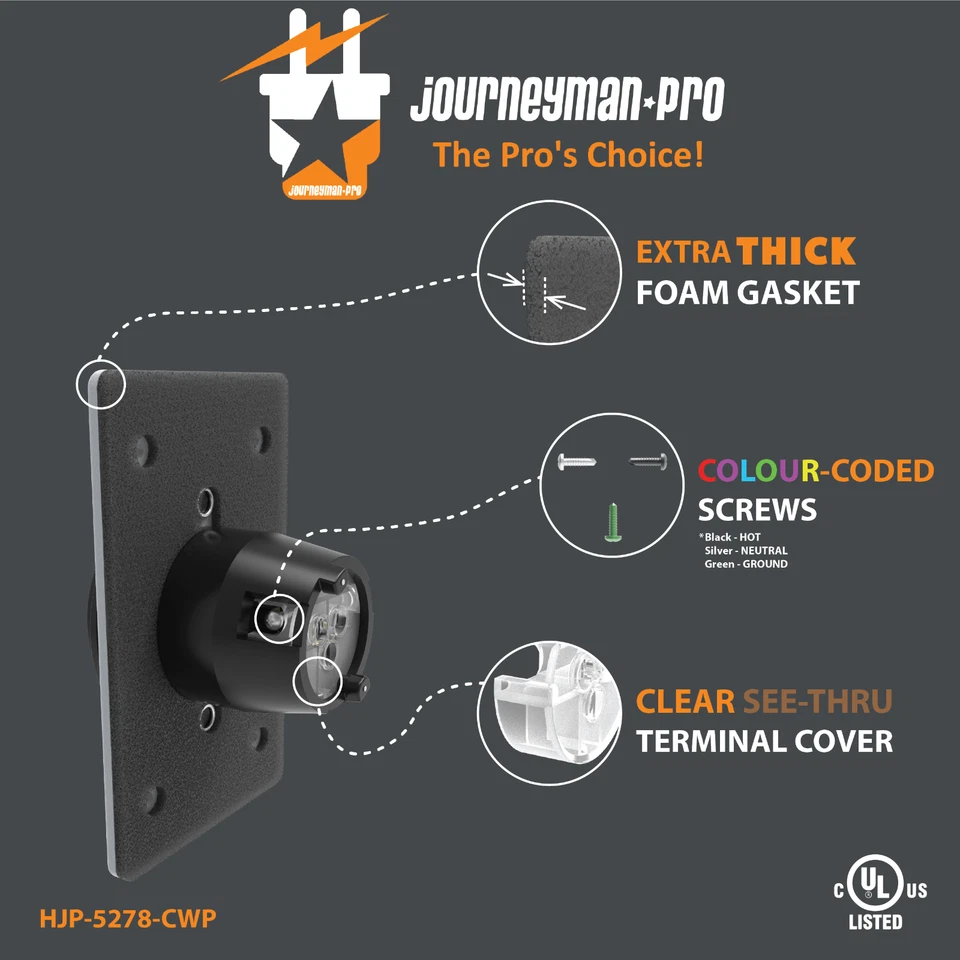 Journeyman-Pro 5278-CWP Straight Blade Power Inlet Receptacle, 15A 110 120 125 V - Image 4 of 4