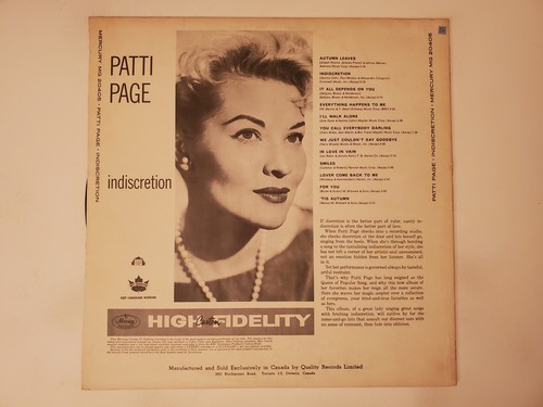 Patti Page - Indiscretion (Vinyl Record LP) - Picture 2 of 2