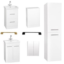 New Bathroom Furniture Range Vanity Storage WC Unit White 500mm-600mm Mirror Cab
