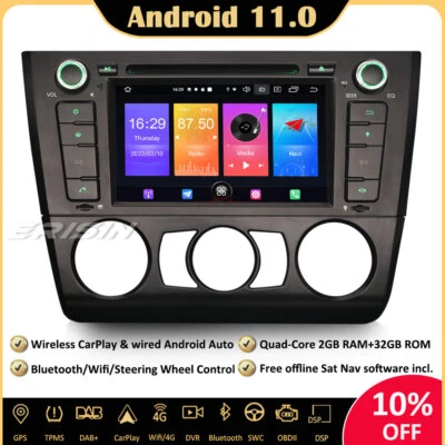 DAB+Android 11.0 Autoradio Bluetooth CarPlay GPS CD Wifi TNT for BMW E81 E82 E88 - Photo 1/4