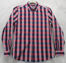 Express Button Up Shirt Men's Medium Slim Multicolor Geometric Plaid 100 Cotton