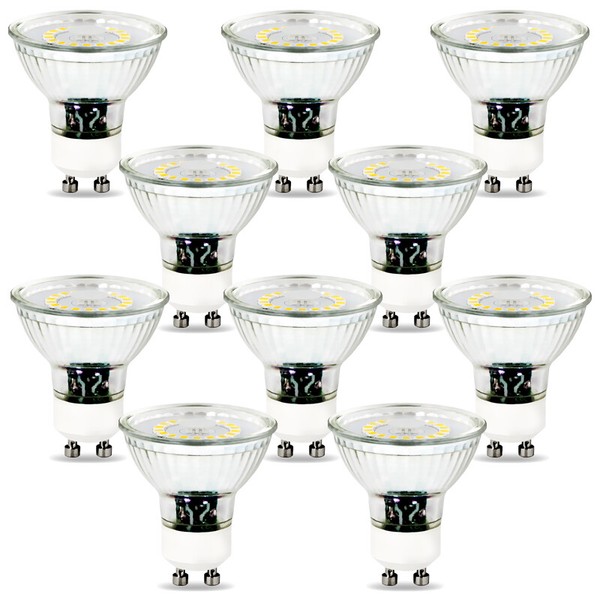 10 X Leuchtmittel Led Smd GU10 230V 18Xsmd 5W 400Lm Warmweiss Lampe Klar-image