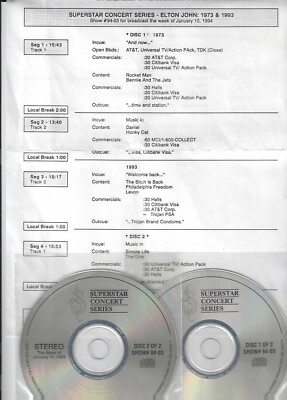 Elton John Superstar Concert Series 2-CD Live Radio Show 1973 & 1993
